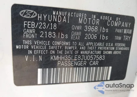 2018 Hyundai Elantra Gt from USA, damaged, VIN KMHH35LE8JU057583